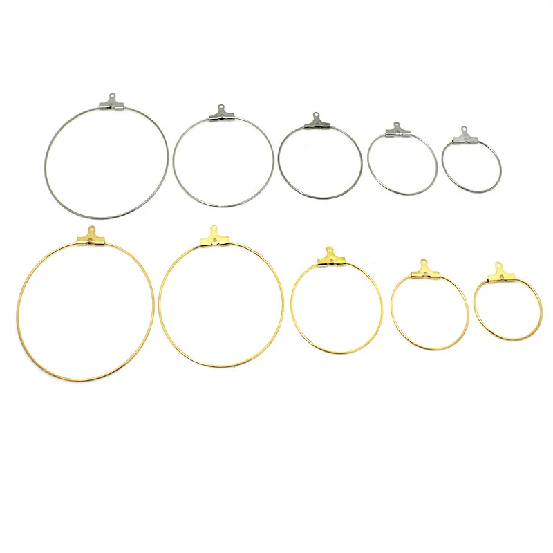 20 buah/lot anting hoop besar baja tahan karat menjuntai gesper kabel telinga kait DIY anting lingkaran temuan perhiasan membuat Aksesori