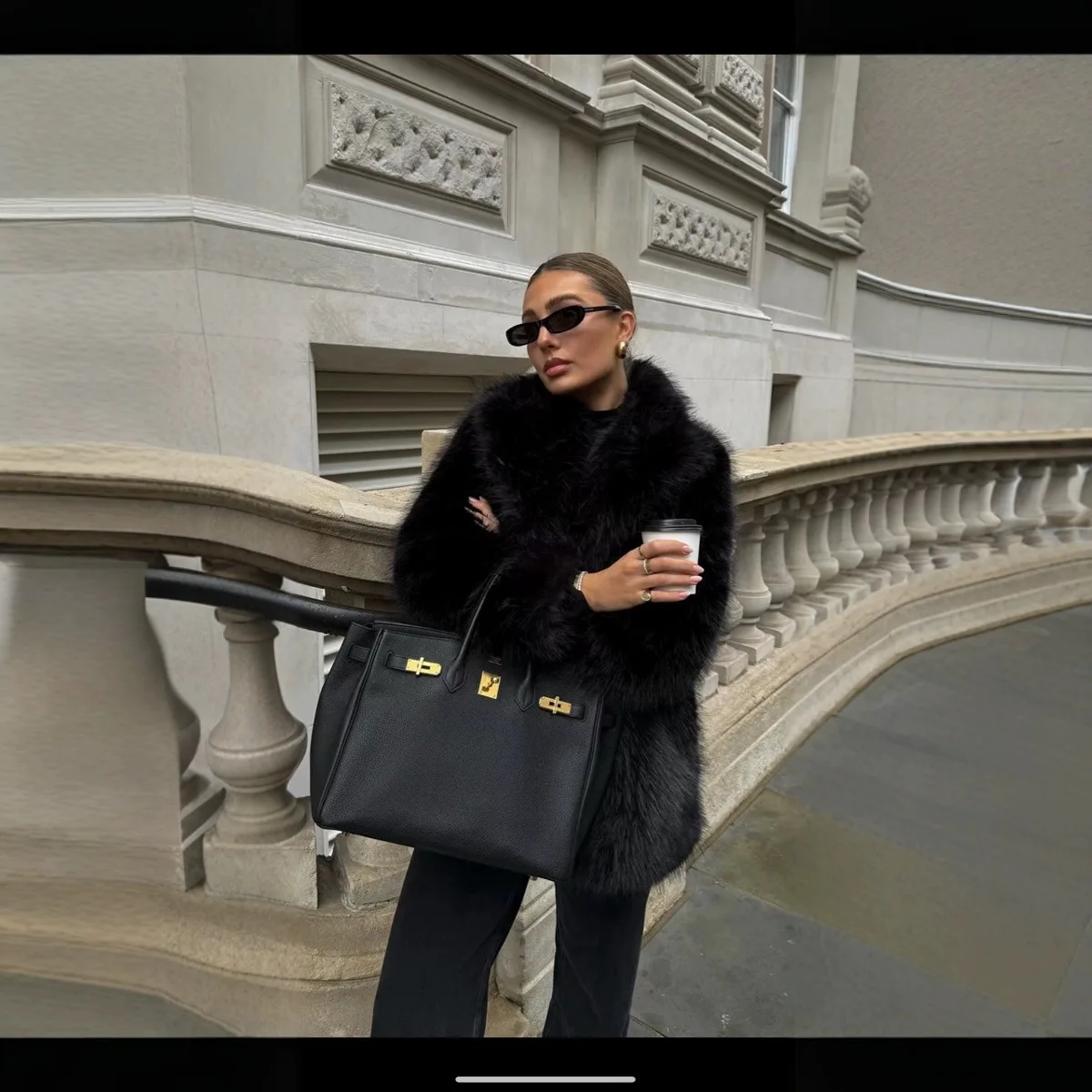 

UNITIM Winter Women's Eco Fur Coat White Black Faux Fur Plush Mink Fur Jacket For Female Elegant Warm Short Lady Faux Fur Coat