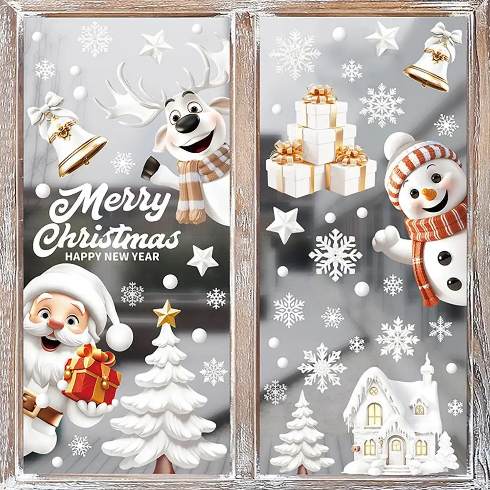 Reusable Holiday Window Decorations Winter Wonderland Christmas Window Stickers 18 Sheets Snowflake Santa Claus Xmas for Home