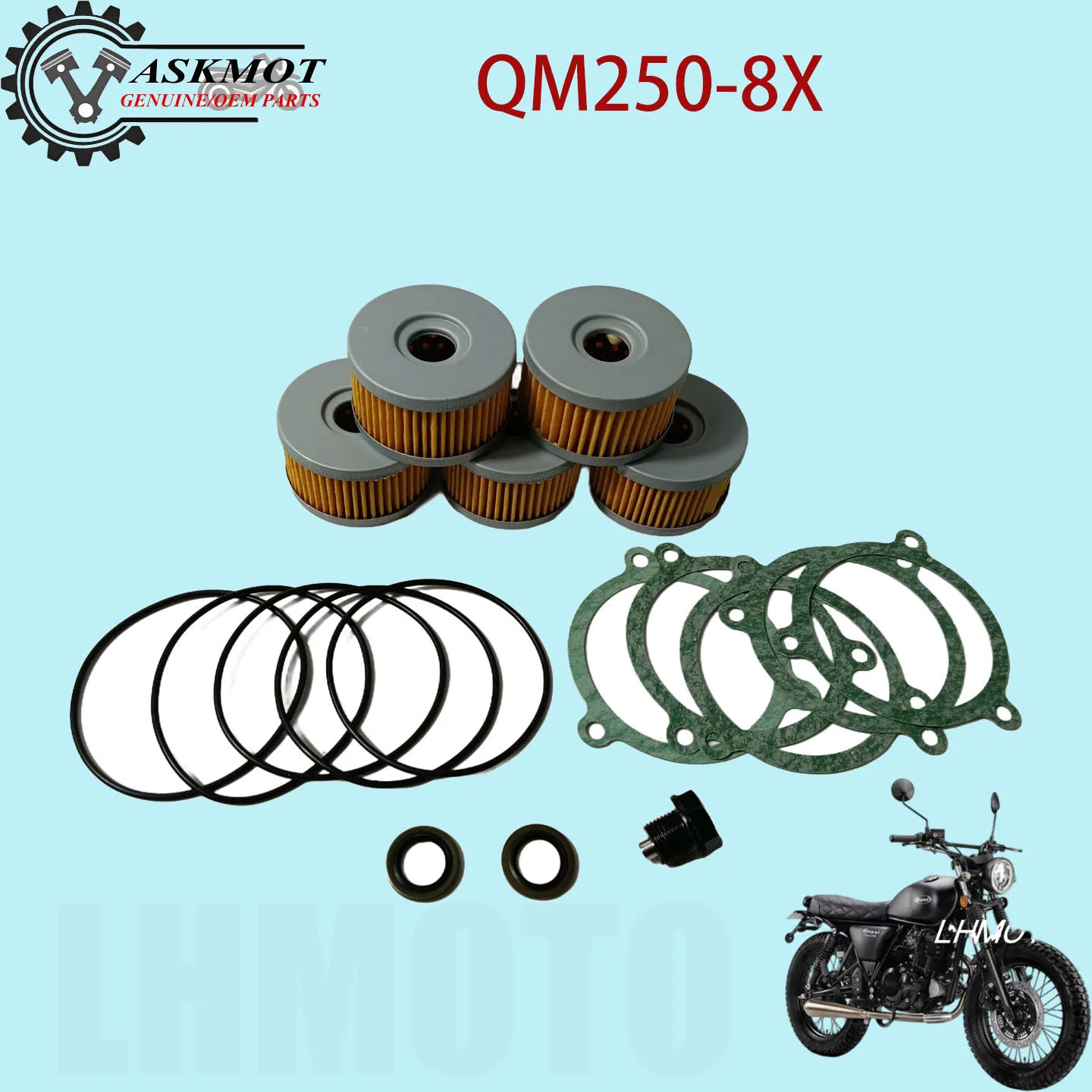 

Motorcycle Engine Oil Filter Maintenance Kit Motorcycle oil filter seal gasket oil drai for MUTTU-Man Bigfoot QM250-8X GN250