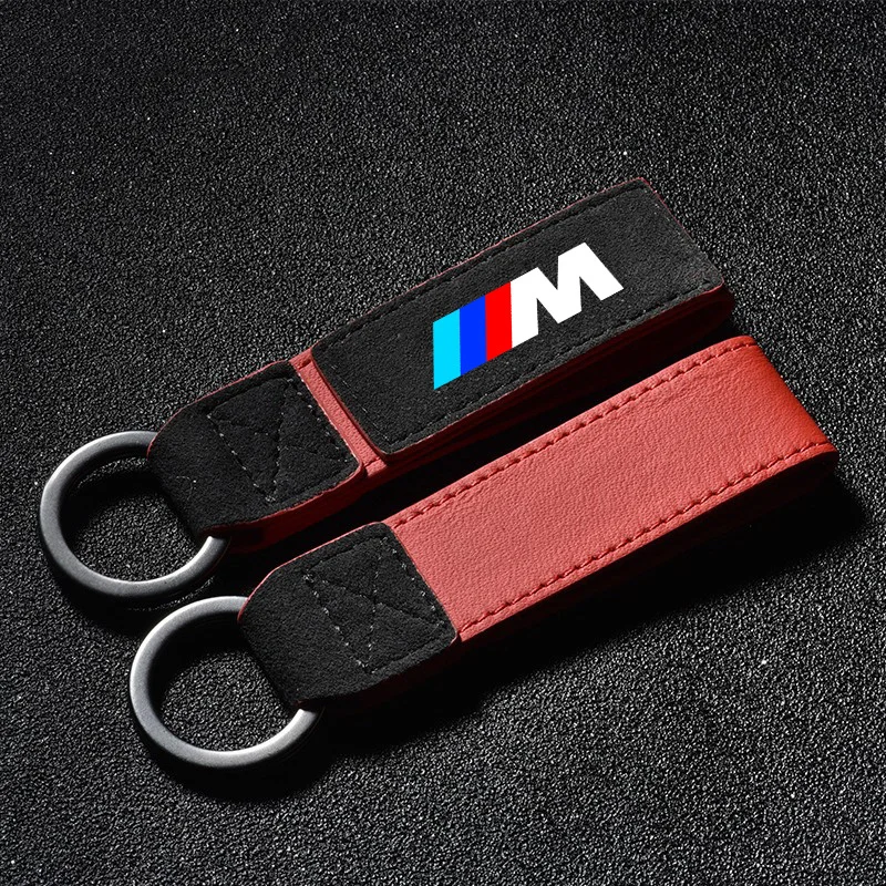 Suede Leather Car Keychain Emblem Key Ring Accessories For BMW M Performance E46 E90 E60 F10 F30 E39 E36 F20 E87 G30 E92 E91 X5