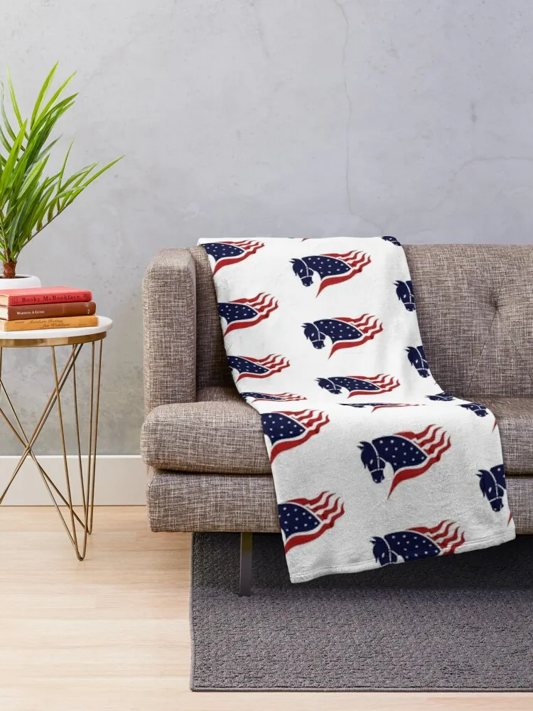 Patriotic Horse Throw Blanket Heavy Luxury Brand Summer Beddings Multi-Purpose Blankets