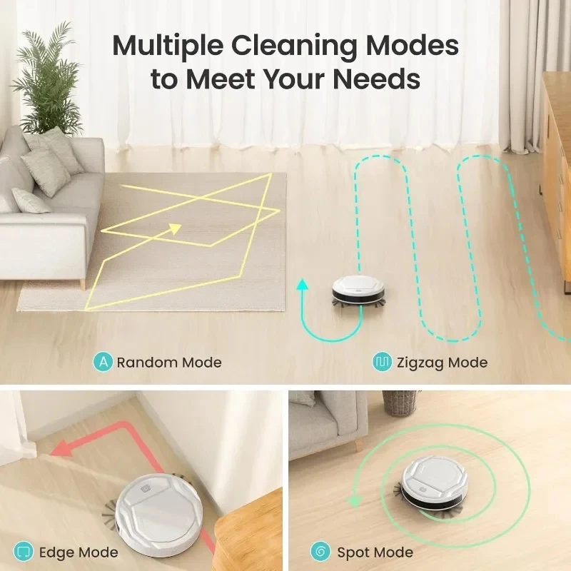 Robot Vacuum Cleaner, Powerful Suction 120-minute Run Time Thin and Light Low Noise, Automatic Charging, Wi-Fi/App/Alexa Control