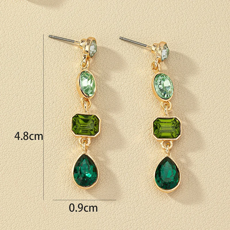 New Green Resin Stone Square Tear Drop Earrings for Women