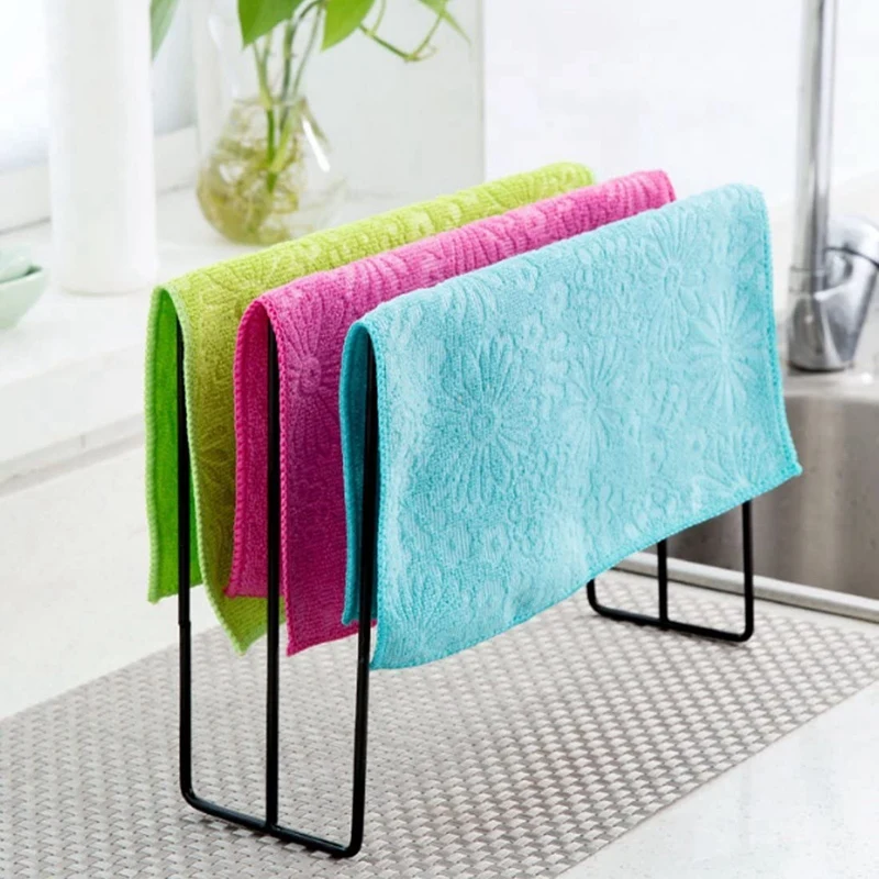 3-Tier Iron Dishcloth Rack Rag Hanger Bath Towel Dryer Drain Holder Rag Organizer,Kitchen Towel Storage Drain Rack