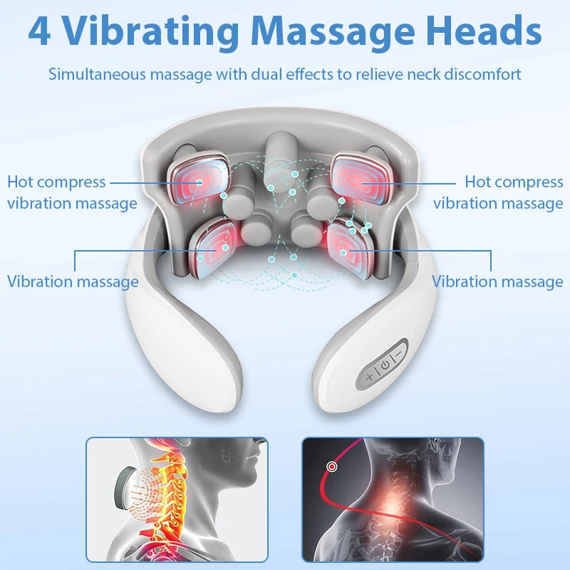 

Smart TENS Pulse Wireless Neck Shoulder Back Massager Cervical Pain Relief Heating Relaxation Therapy Muscle Punch Rechargeable