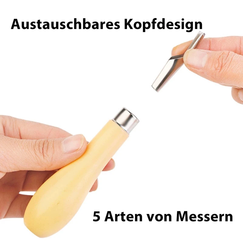 ร้อน! 1 ชุดเครื่องมือ Linocut 5 ใบมีดหัว, เสื่อน้ํามันบล็อกยางแกะสลักบล็อกสําหรับแสตมป์ยาง, DIY แกะสลัก