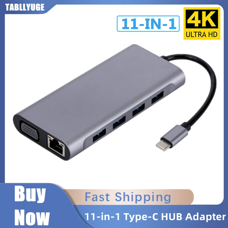 

USB C HUB Type C to RJ45 4K 30Hz HDMI VGA Adapter SD TF USB 3.0 2.0 Docking PD 87W USB C Splitter for MacBook Pro Air Computer