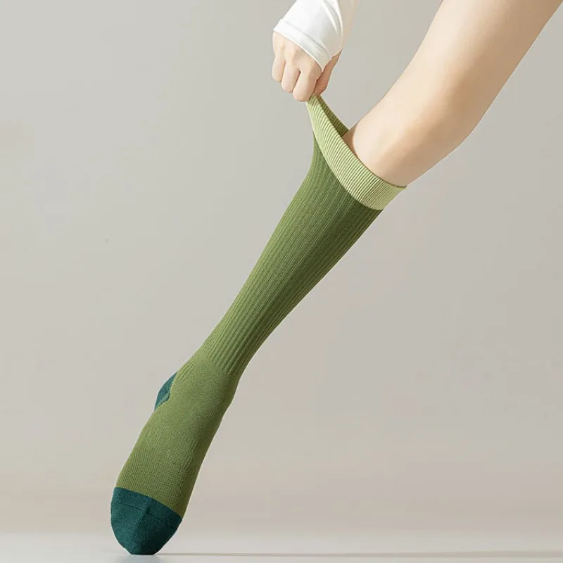 Sports Socks Cotton High Socks Women'S Stockings Calf Wrap Long Barrel Stockings For Women Yoga Running Socks Absorb Sweat