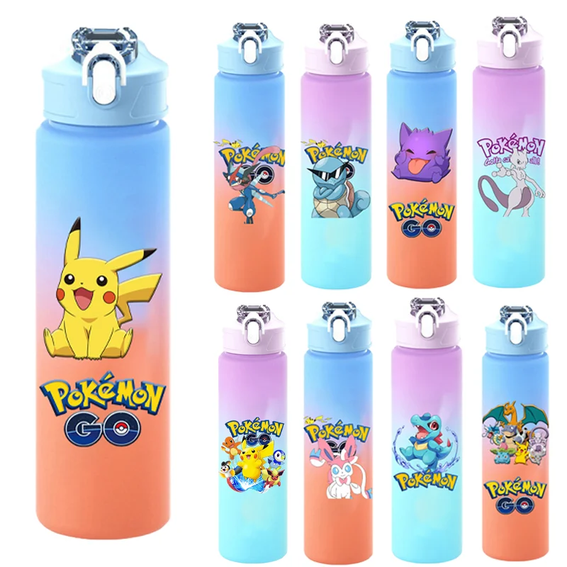 

750 мл Пикачу Чаризард Венеусавр Спортивная бутылка для воды Портативная веревка Дорожная чашка для чая Шейкер Бутылки для напитков Покемоны Фитнес-кувшин Подарок