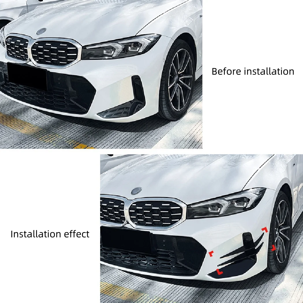 For 2023-2024 BMW M340i 330i M Sport G20 LCI 4pc Front Bumper Canard Fins Set