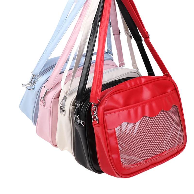 

Japanese Harajuku Ita Bag For Women PU Transparent Pocket Ita Bag High School Girls Uniform JK Crossbody Shoulder Bag Handbags