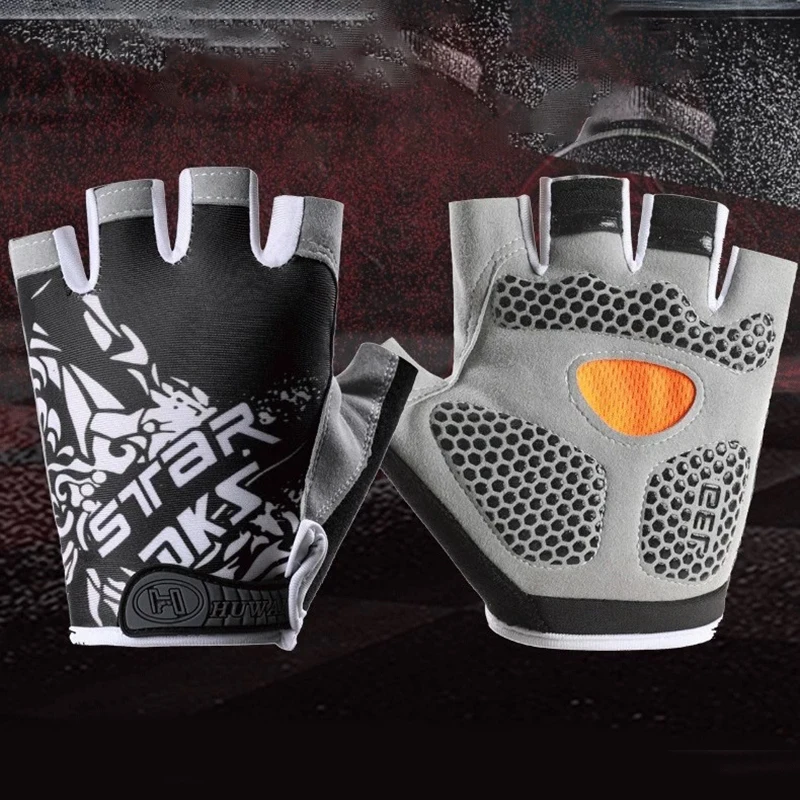 피트니스 운동 반장갑 유니섹스 여름 야외 사이클링 메쉬 통기성 쿨 프린트 장갑 사이클링 장비