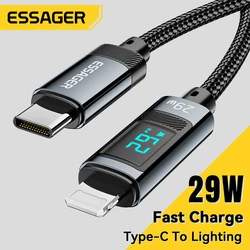 Essager USB Type C Cable for iPhone14 13 12 Pro Max PD 29W Fast Charging Wire Cord for iPad Charger Cable Digital Display Cable