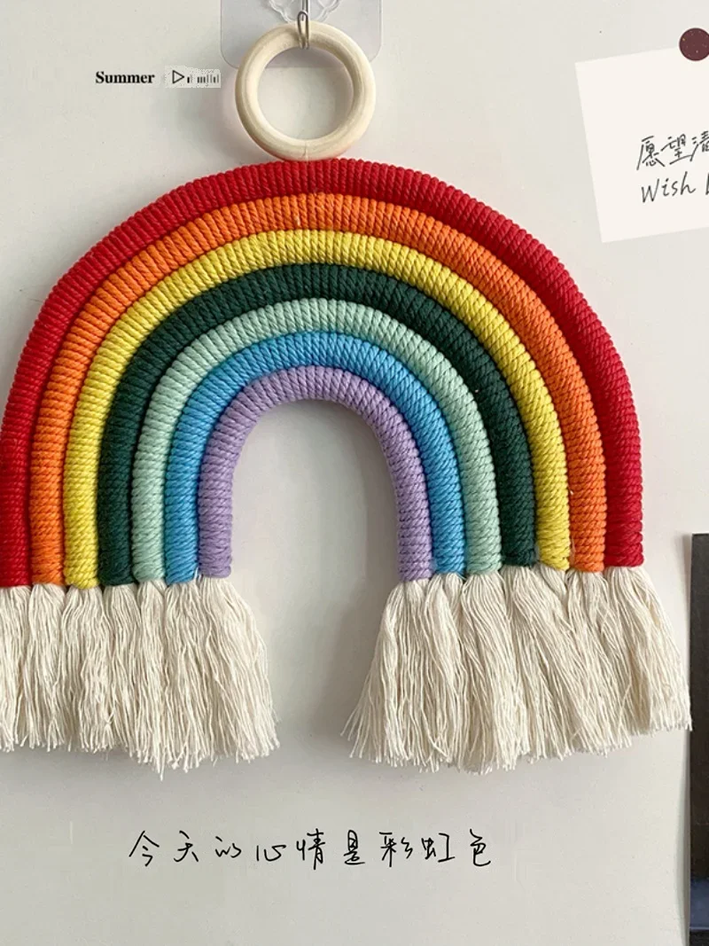 ins Nordic style seven-color rainbow pendant handmade cotton rope woven wall home children's room creative decoration pendant