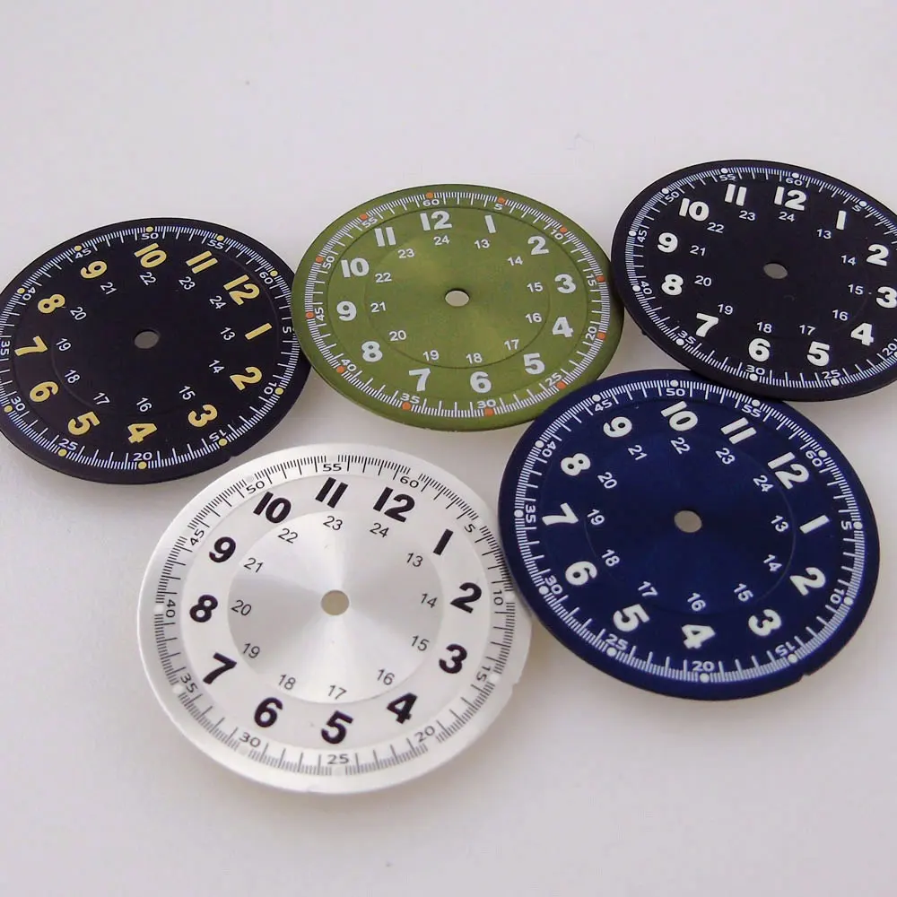 Green Number 29mm Nologo Watch Dial Face for NH35 NH36 Movement Vintage Dial for Diver Watch Mod Spare Parts