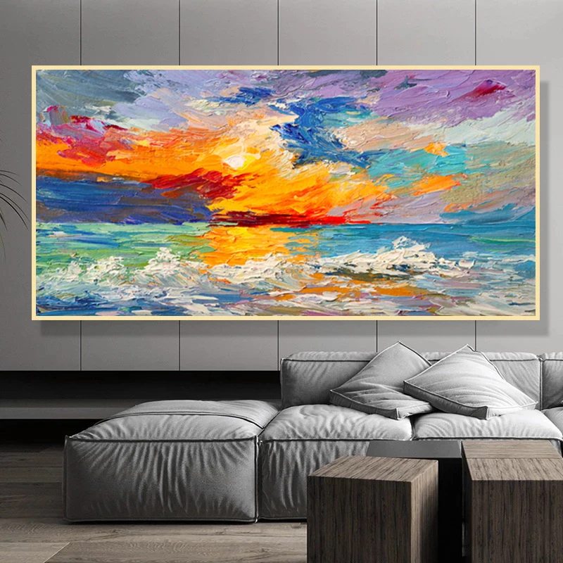 

Colorful Abstract Art Clouds Sea Posters And Prints ABSTRACT Landscape Canvas Painting Wall Pictures For Living Room Decoration