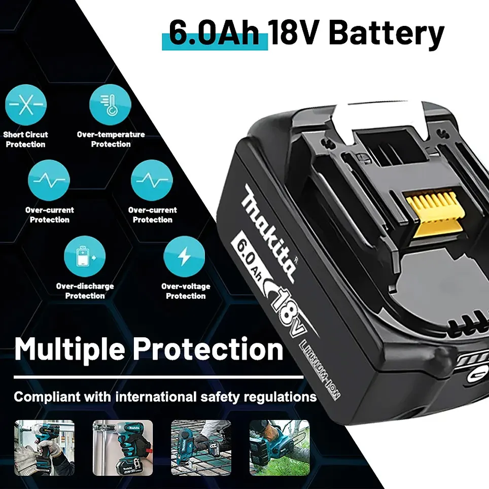 Makita 6.0Ah 18V rechargeable battery 6.0Ah compatible with DTD171/DTD173 18V cordless impact drilling tool compatible 📦 ️