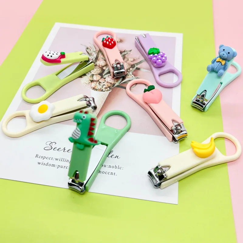 Kid\'s Nail Clipper Cute Cartoon Fruit Nail Clipper for Student Girls Beauty Household Manicure Care Tool Splash-Proof Durable