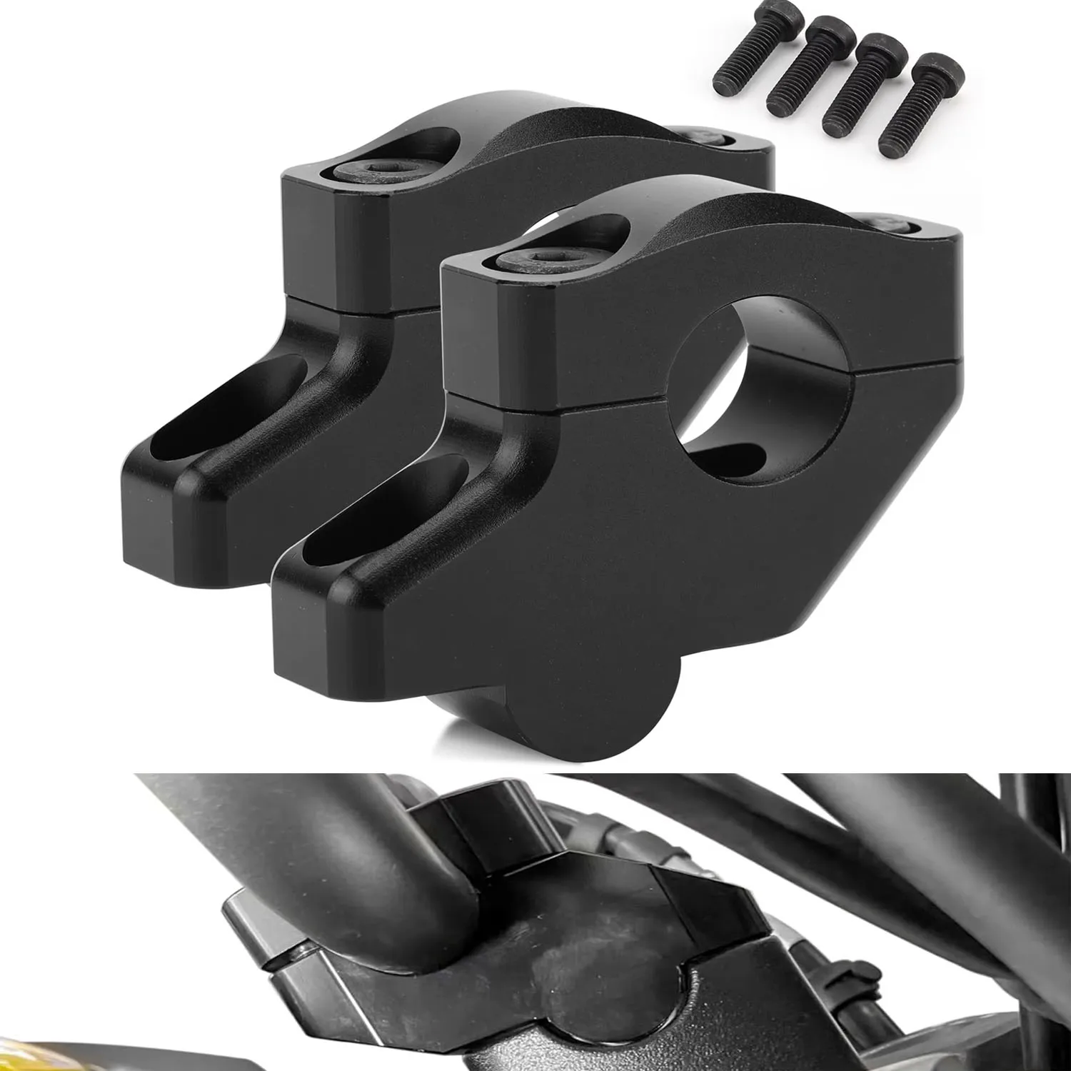 

Motorcycle Black Silver For 22mm Handlebar Riser Motocross Heightening Clamp Mount Pit Bike Accessories Universal