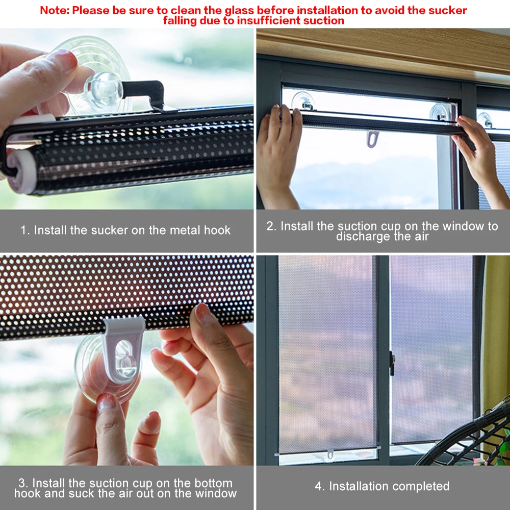 Universal Roller Blinds Suction Cup Sunshade Blackout Curtain Car Bedroom Kitchen Office Windows Sun-shading Nail-free Sun Blind