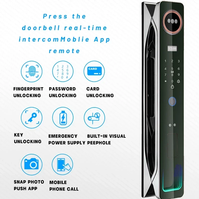 004 3D Face Real-time Intercom Smart Door Lock Security Face Camera Intelligent Fingerprint Password Biometric Electronic Key Un