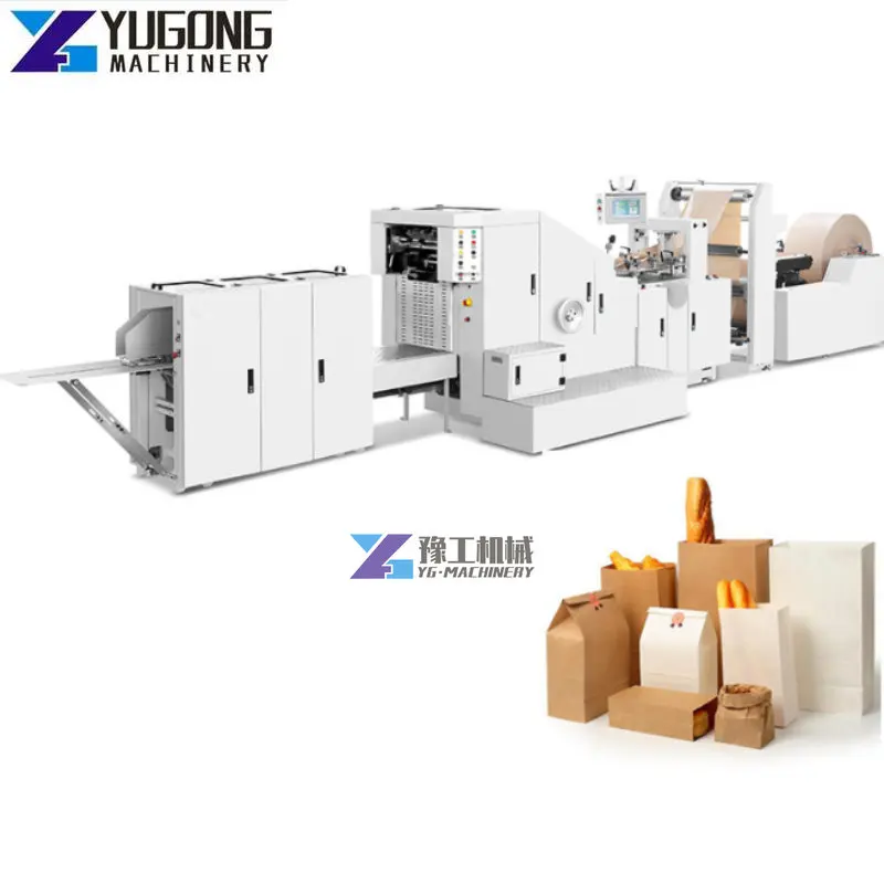 High Speed KFC FOOD Paper Bag Making Machine V Bottom Paper Bag Making Machine with Rope Handle for Sale