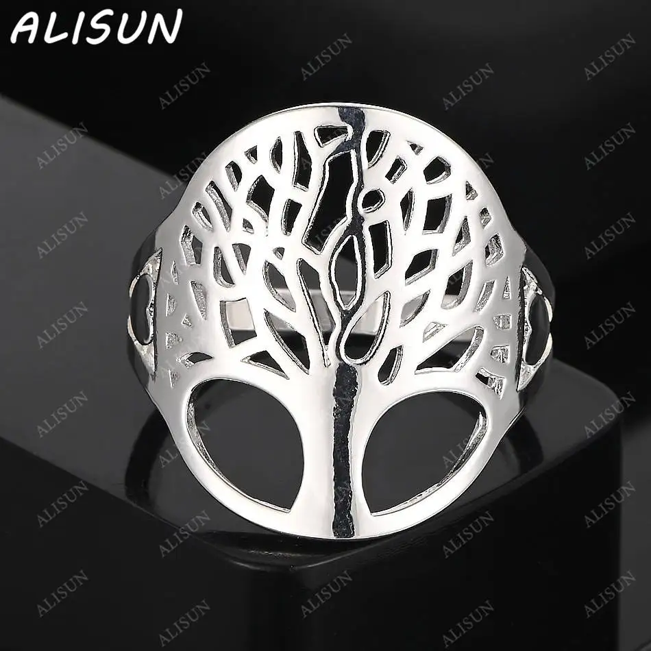 

ALISUN 925 Sterling Silver Size 6-10 Round Tree Ring For Women Men Fashion Jewelry Charm Grace Noble Wedding Accessories