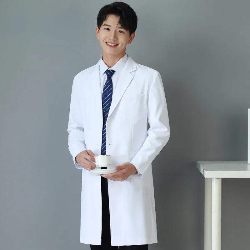 White gown long short sleeve doctor's overall beauty service dental plastic hospital work clothes lab coat high-end uniform