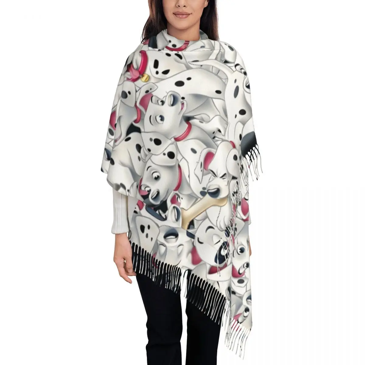 

Шарф с рисунком собаки далматинцев на заказ, мужские и женские зимние теплые шарфы, 101, кавайная шаль в стиле аниме, накидка