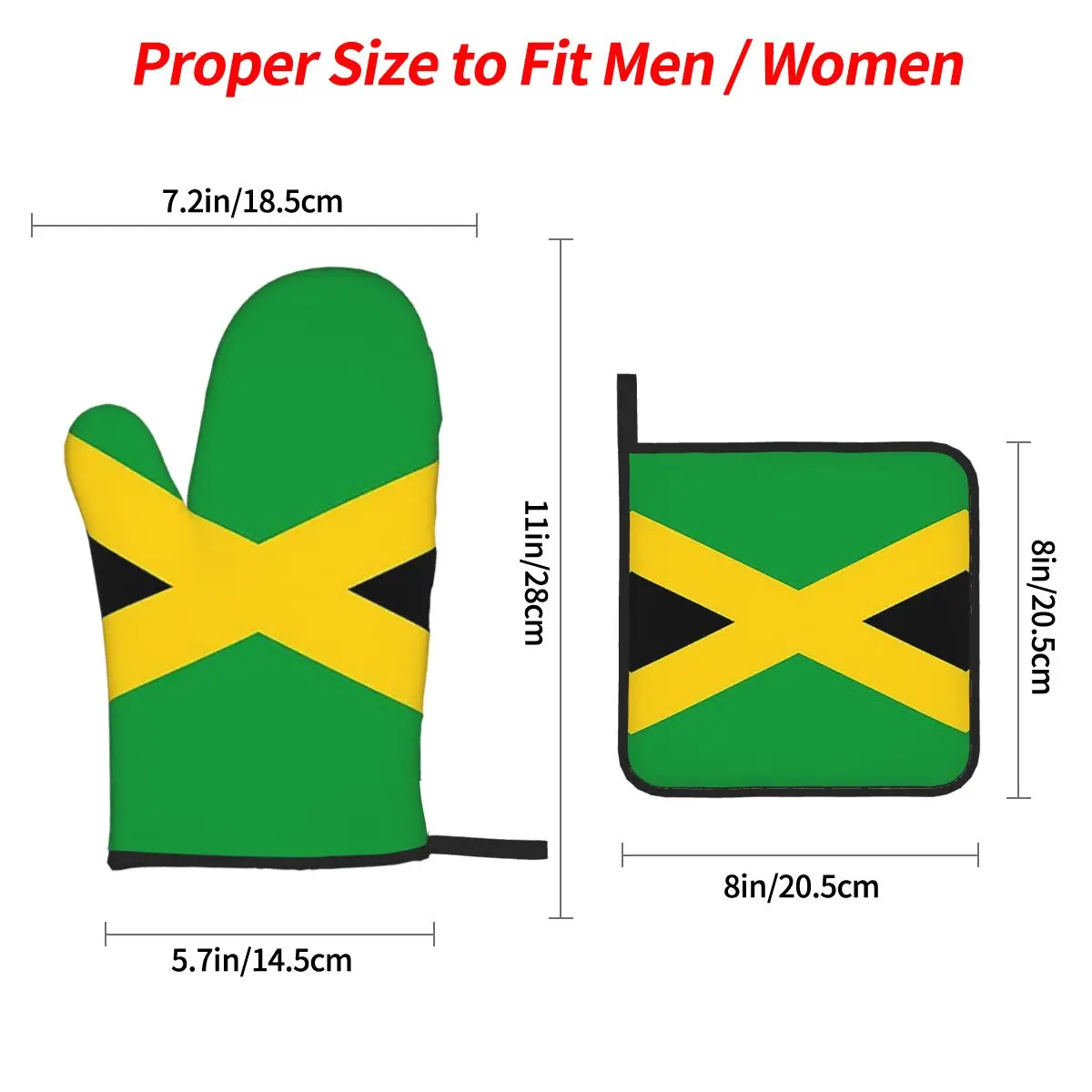 Flag Of Jamaica Jamaican Flag Oven Mitts and Pot Holder Sets of 4 for Baking Kitchen Cooking BBQ Resistant Non-Slip Gloves