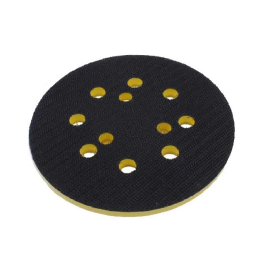 Long Service Life Backing Pad For Electric Grinder Polisher Tools Rubber Yellow And Black 5 Inch / 125mm 8 Holes 3 Nails