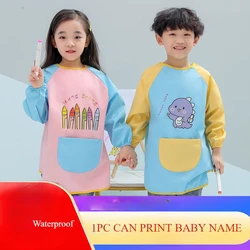 Custom Aprons for Kids Waterproof Long Sleeve Art Painting Smocks with Hood and Pockets for Kindergarten Boys and Girls