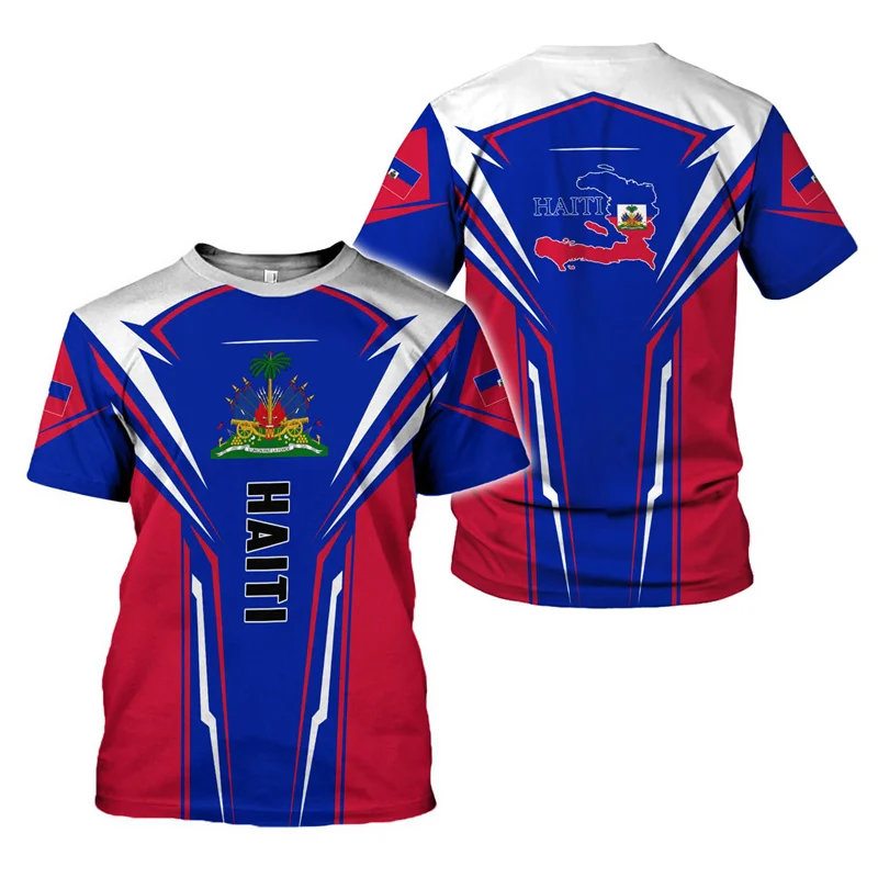 

Летняя мужская футболка Haiti с 3D принтом, мода 2025 года, топы с круглым вырезом и короткими рукавами, уличная футболка, футболки большого размера