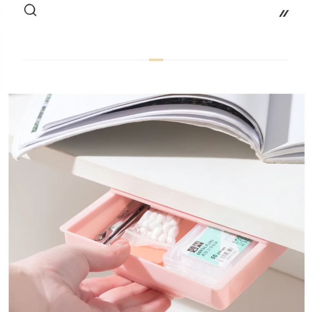 Punch Free Under Desk Storage Drawer Organizer Box Tray For Office Stationery Cable Management Desktop Tidy Accessory