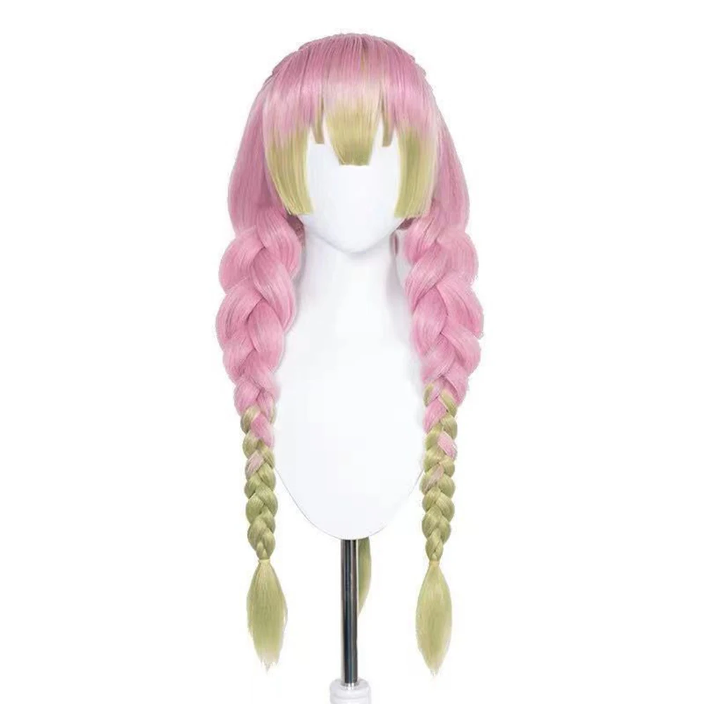 Anime Mitsuri Kanroji cosplay wig Kimetsu no Yaiba long pink heat-resistant hair genuine cosplay wig+wig cap