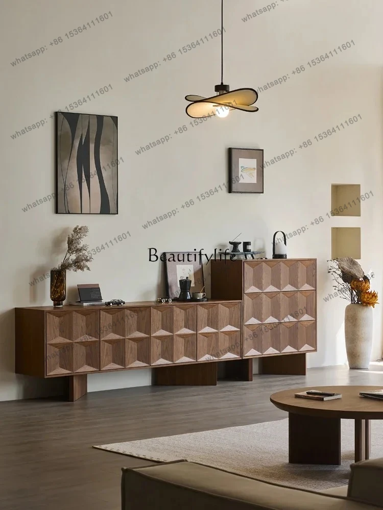 

yj21 Medieval TV cabinet, living room black walnut floor cabinet, solid wood high TV cabinet