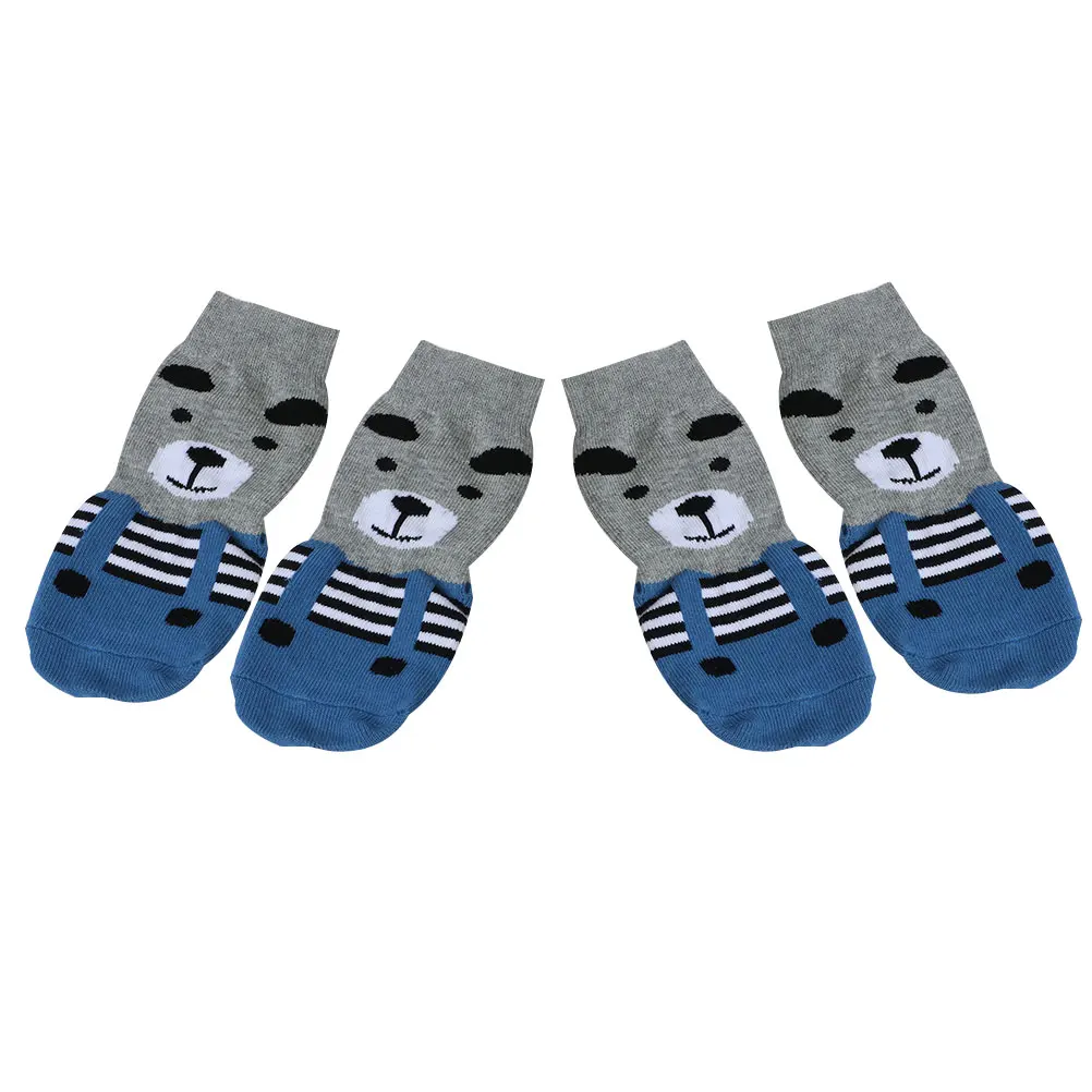 

4 Pcs Dog Socks Soft Cotton Anti-scratch Cartoon Pattern Protect Pets Cold Snow Ice Salt Keep Pet Supplies Doggie Socks