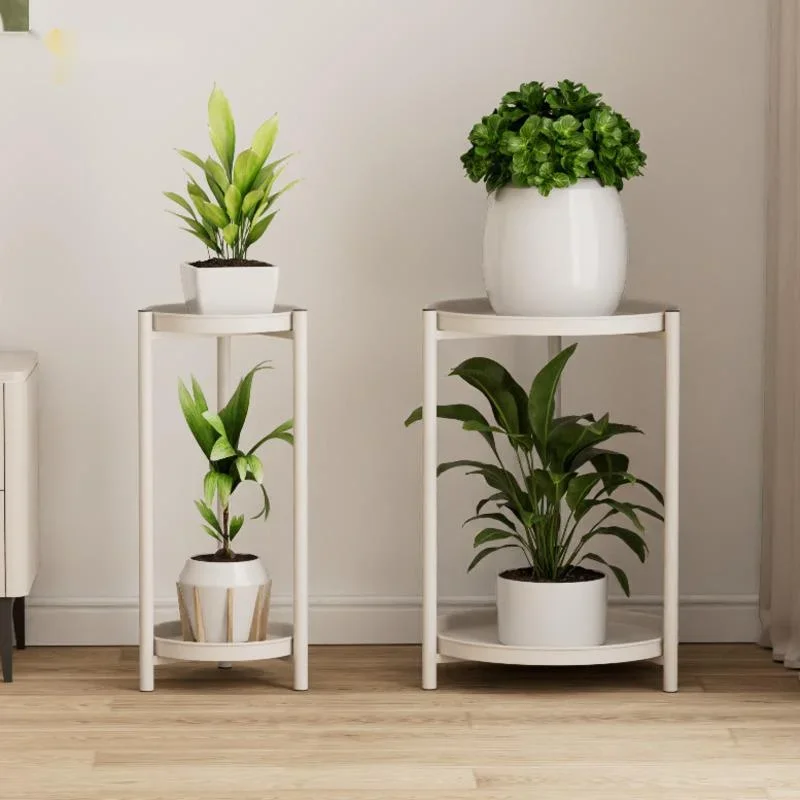 

Indoor Double Layer Shelves For Plants Nordic Iron Flower Holders Light Luxury Shelf Ground Type Plant Display