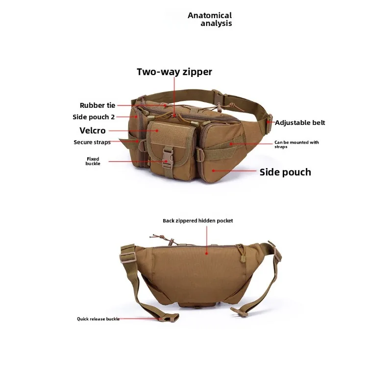 Outdoor Sports Multifunctional Waist Bag, Plain and Camouflage, Water-Resistant Chest Bag for Outdoor Activities 6