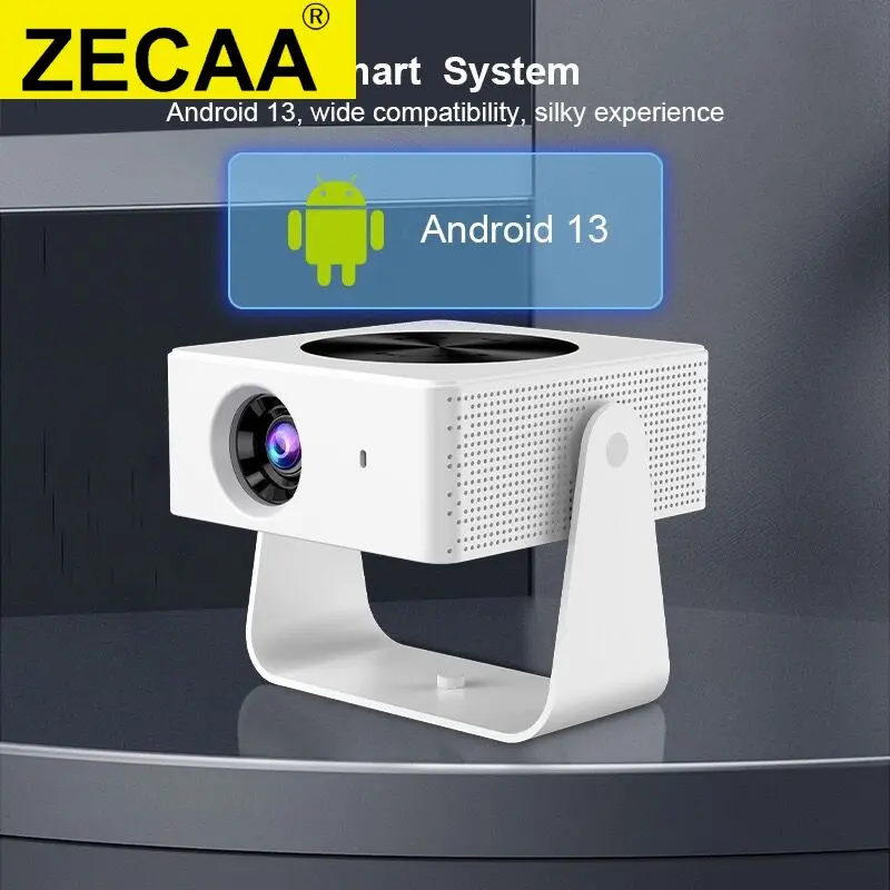 ZECAA Full HD 1080P 240 ANSI 4K 2.4G + 5G Dual Band WiFi 6 Android 13 Portátil Bluetooth 5.0 Smart Home Projetor Gimbal Inteligente
