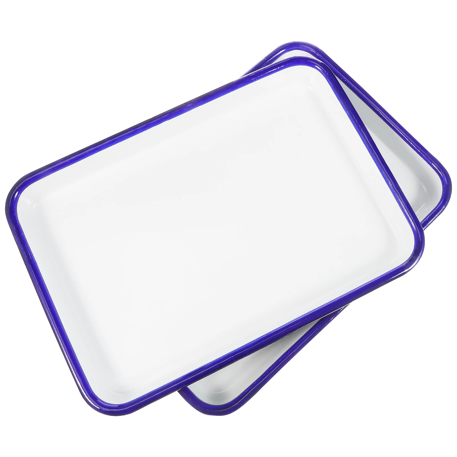 

2pcs Enamel Square Roasting Pan Baking Tray Heat Resistant Kitchen Oven Tray for Pizza Pancake Bakeware