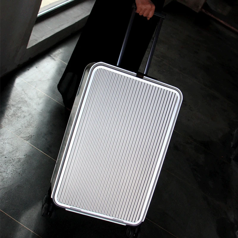 FirstMeet 100% volledig aluminium reisrolbagage nieuwe luxe mode koffer spinner handbagage trolley 16/20/24 inch