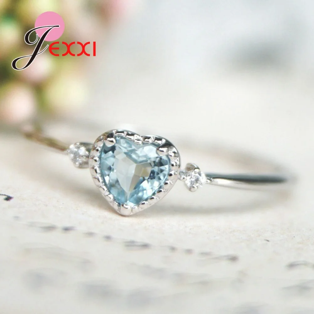 New Fashion 925 Sterling Silver Heart Shaped Wedding Rings for Woman Dropshipping Jewelry Accessory Big Promotion