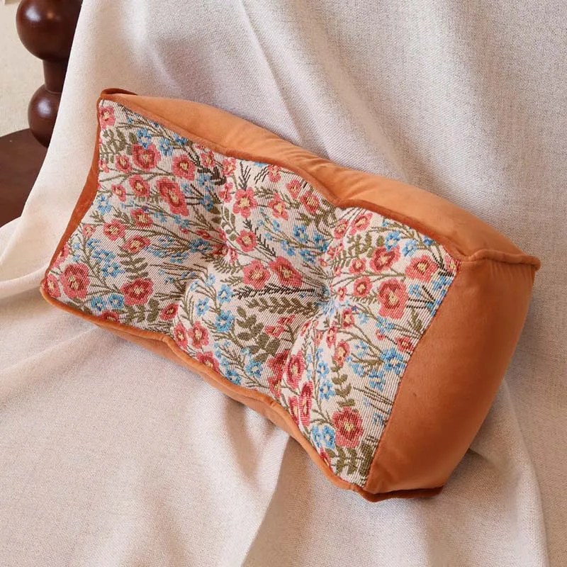 Japanese Style U-Shaped Throw Pillow, Rectangular Luxury Waist Cushion, High Aesthetic Decorative Pillow for Sofa Living Room Be