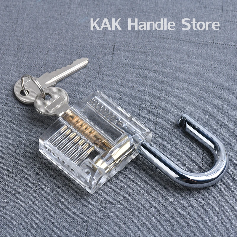 KAK Transparentes Übungs-Vorhängeschloss mit Schlüsseln, 80 x 50 mm, DIY Visible Lock Pick Tools Cutaway Übungs-Vorhängeschloss, Trainings-Schlosser-Werkzeug – Detail 13