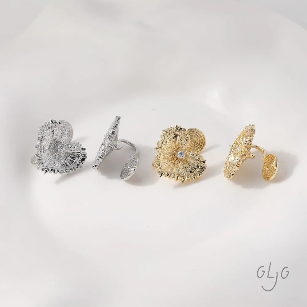 4PCS Heart Charms Stud Earrings Ear Clip Diy Connectors Jewelry Making Findings Supplies 14k Gold Plated 16*14mm view 5