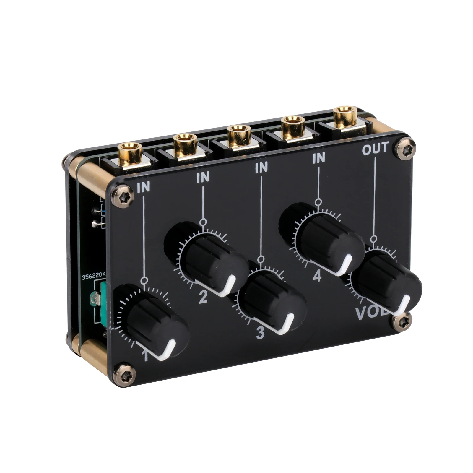 4-in-1-out Passive Mixer Module Mini Stereo 4-Channel Passive Mixer Audio Mixer 4 Audio Input to 1 Output Ultra Compact Low