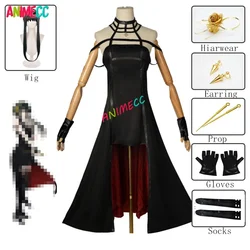 ANIMECC in Stock Yor Forger Cosplay Costume Wig  Killer Assassin Gothic Halter Black Dress Prop Halloween Party Outfit for Women