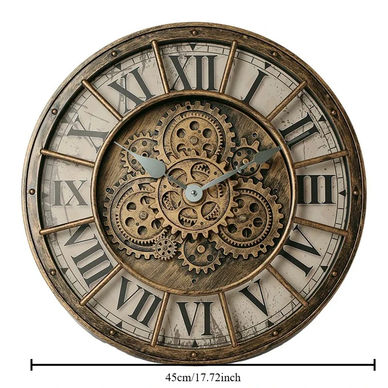 46cm Tianji Star Retro Rotating Gear Wall Clock Home Decorative Wall Clock Stylish Silent Scanning Movement Quartz Wall Clocks